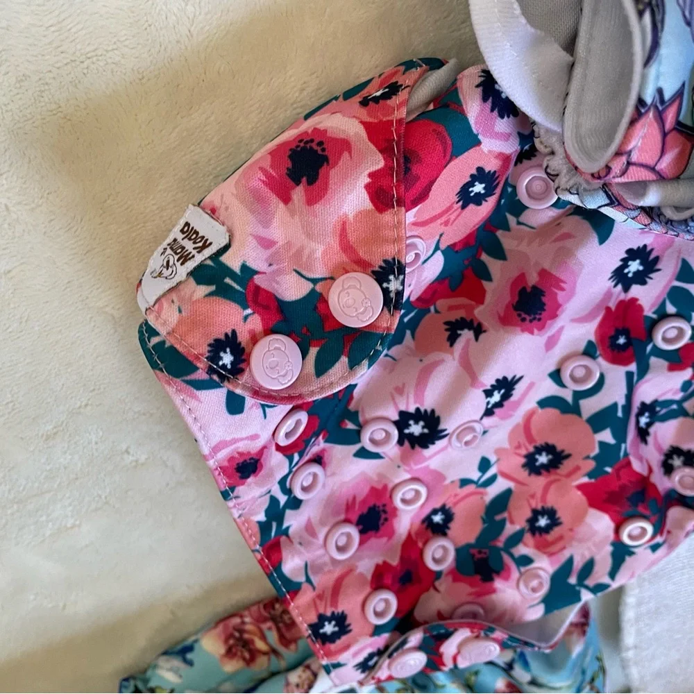 Mama Koala succulent bird floral flower cloth diaper covers and inserts set of 3
